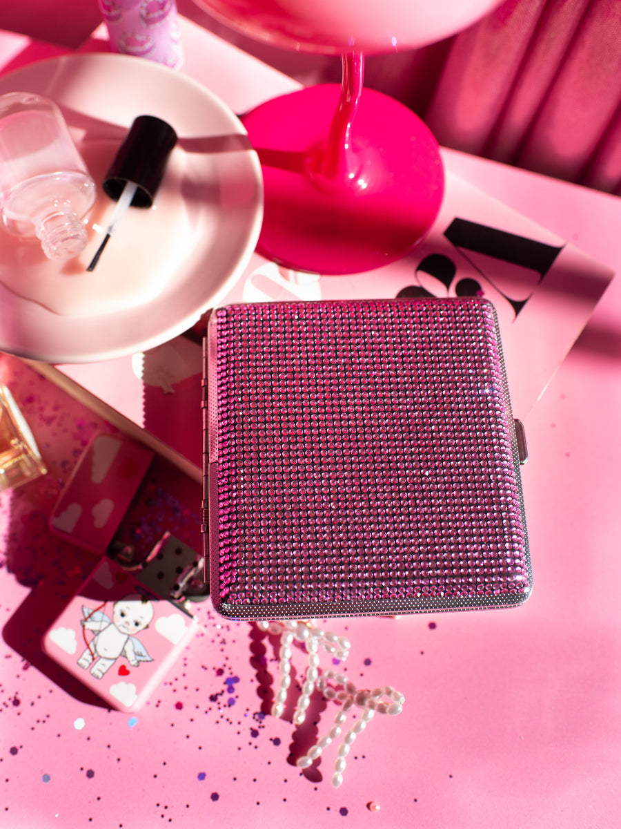 Rhinestone Cig Case- Pink