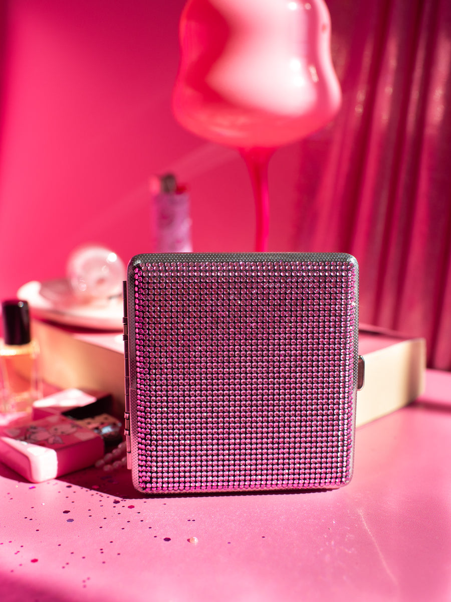 Rhinestone Cig Case- Pink