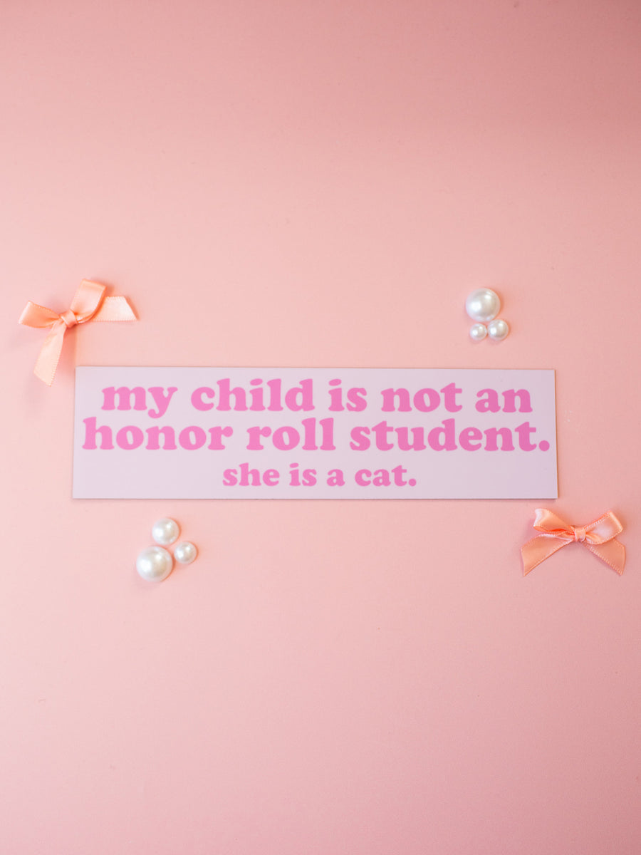 Honor Roll Cat Bumper Magnet- Pink