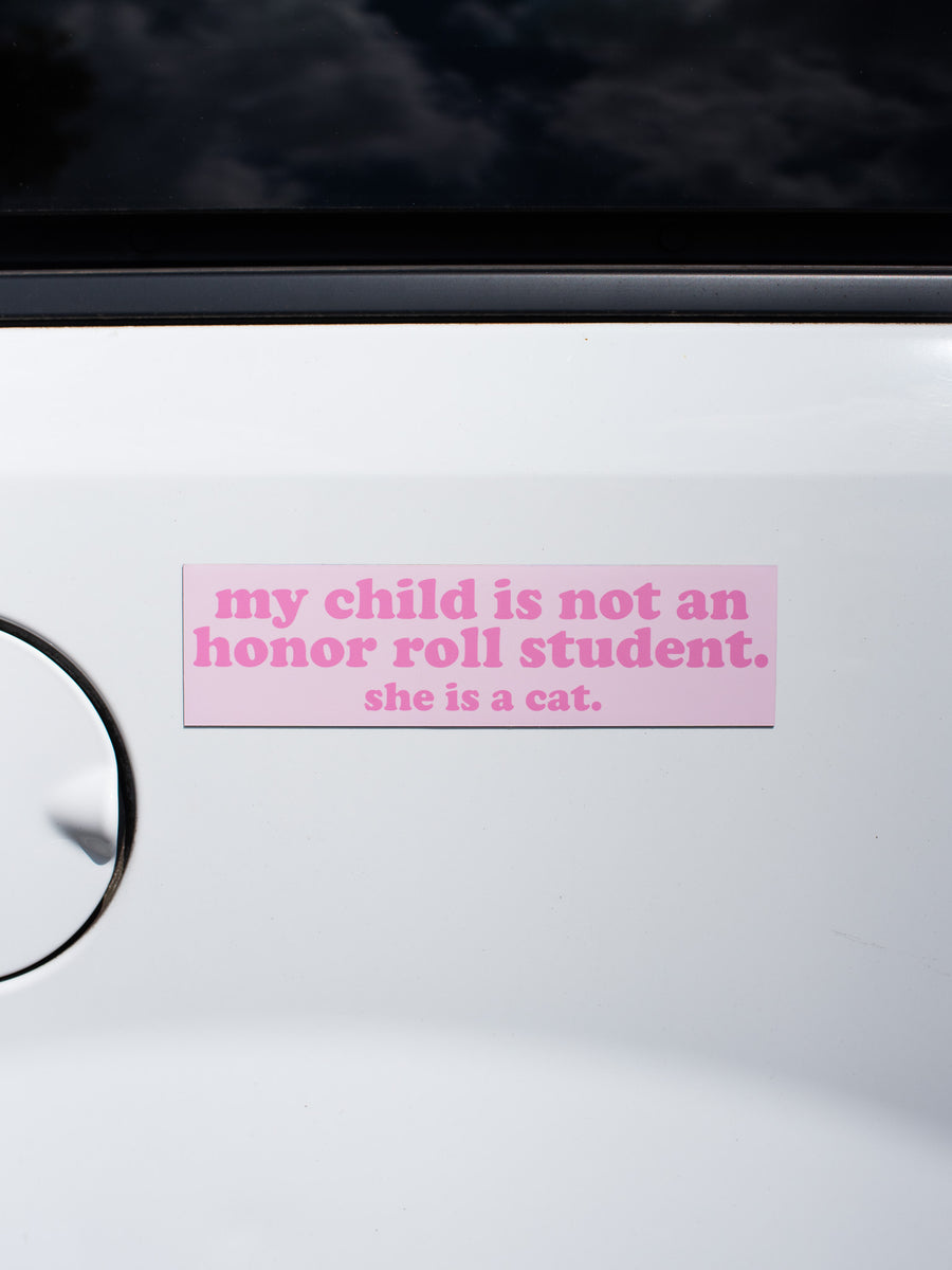 Honor Roll Cat Bumper Magnet- Pink