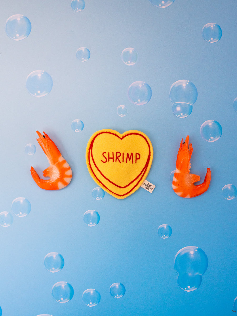 Shrimp Candy Heart Catnip Toy