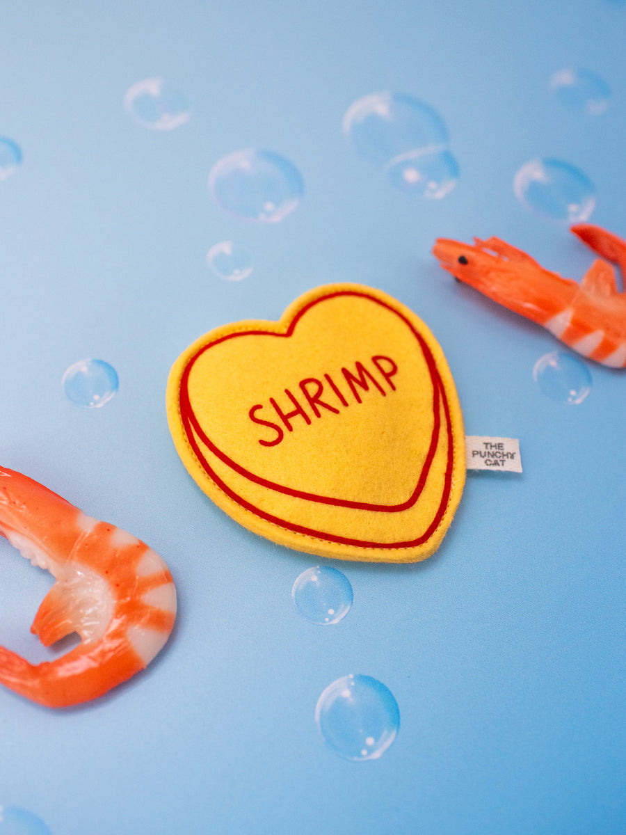 Shrimp Candy Heart Catnip Toy