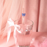 Reusable Glass Charm Straw- Blue Bow