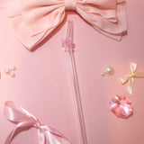 Reusable Glass Charm Straw- Pink Bow