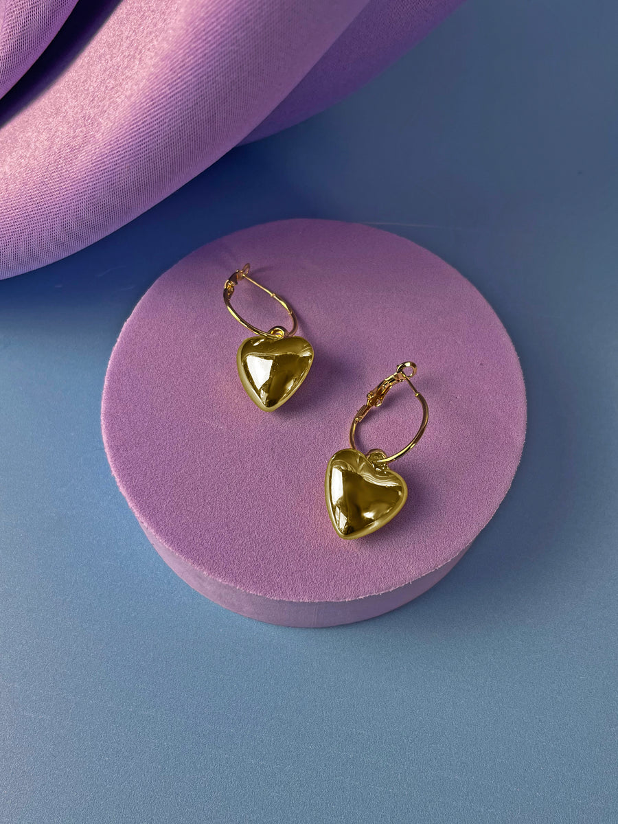 Puffy Heart Earring - Gold