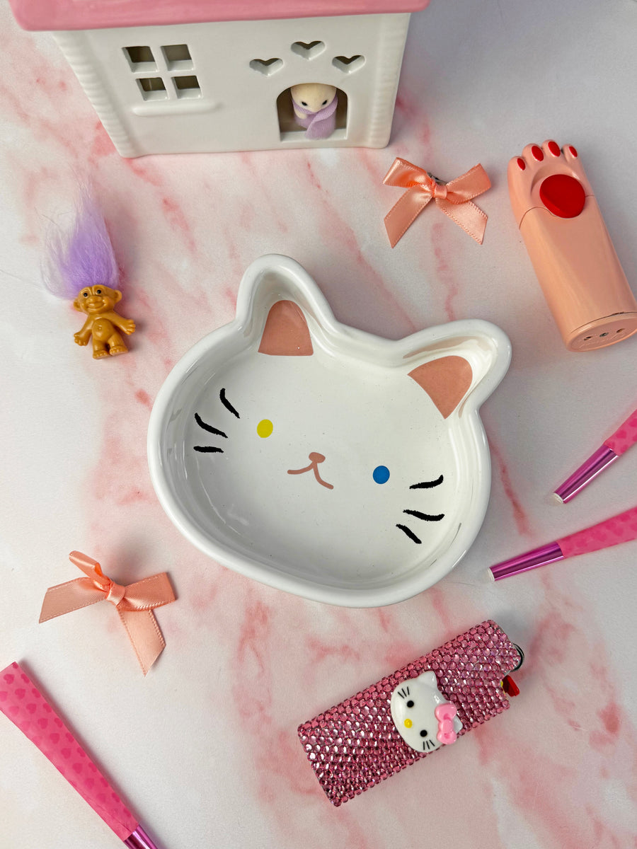 Cat Ash Tray - White