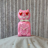 Pink Satin Kit-Cat Klock - Heart Eyes
