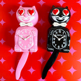 Pink Satin Kit-Cat Klock - Heart Eyes