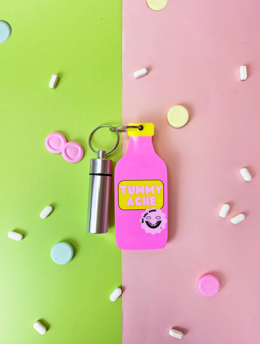 Tummy Hurts Mirror + Pill Case Keychain