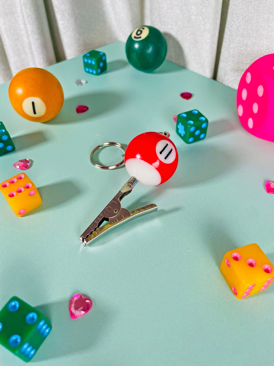 Pool Ball Clip Keychain