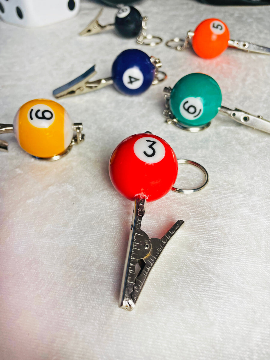 Pool Ball Clip Keychain