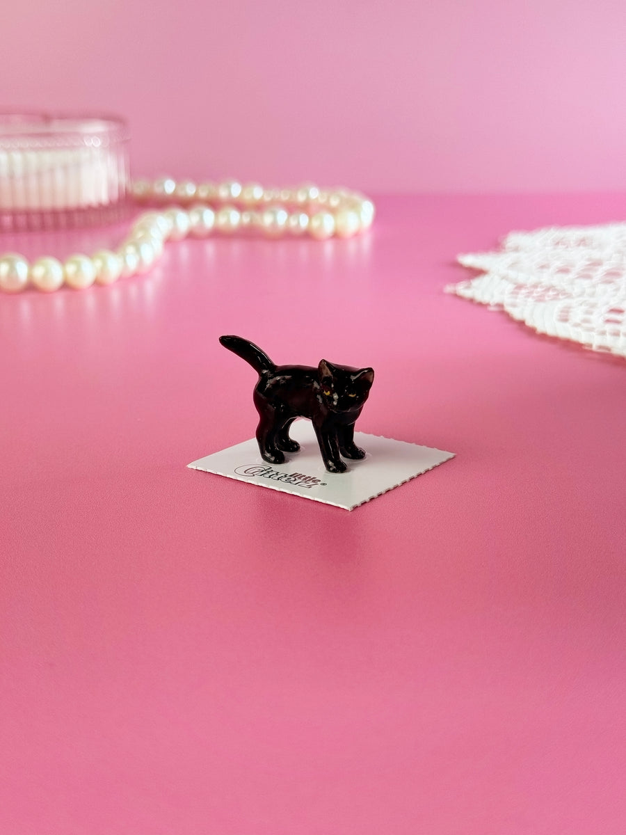 Black Kitten Mini Porcelain Figurine