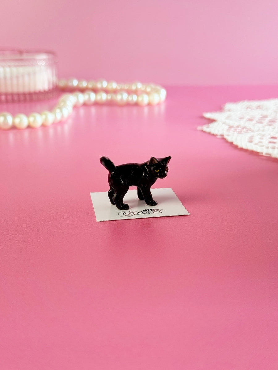 Black Kitten Mini Porcelain Figurine