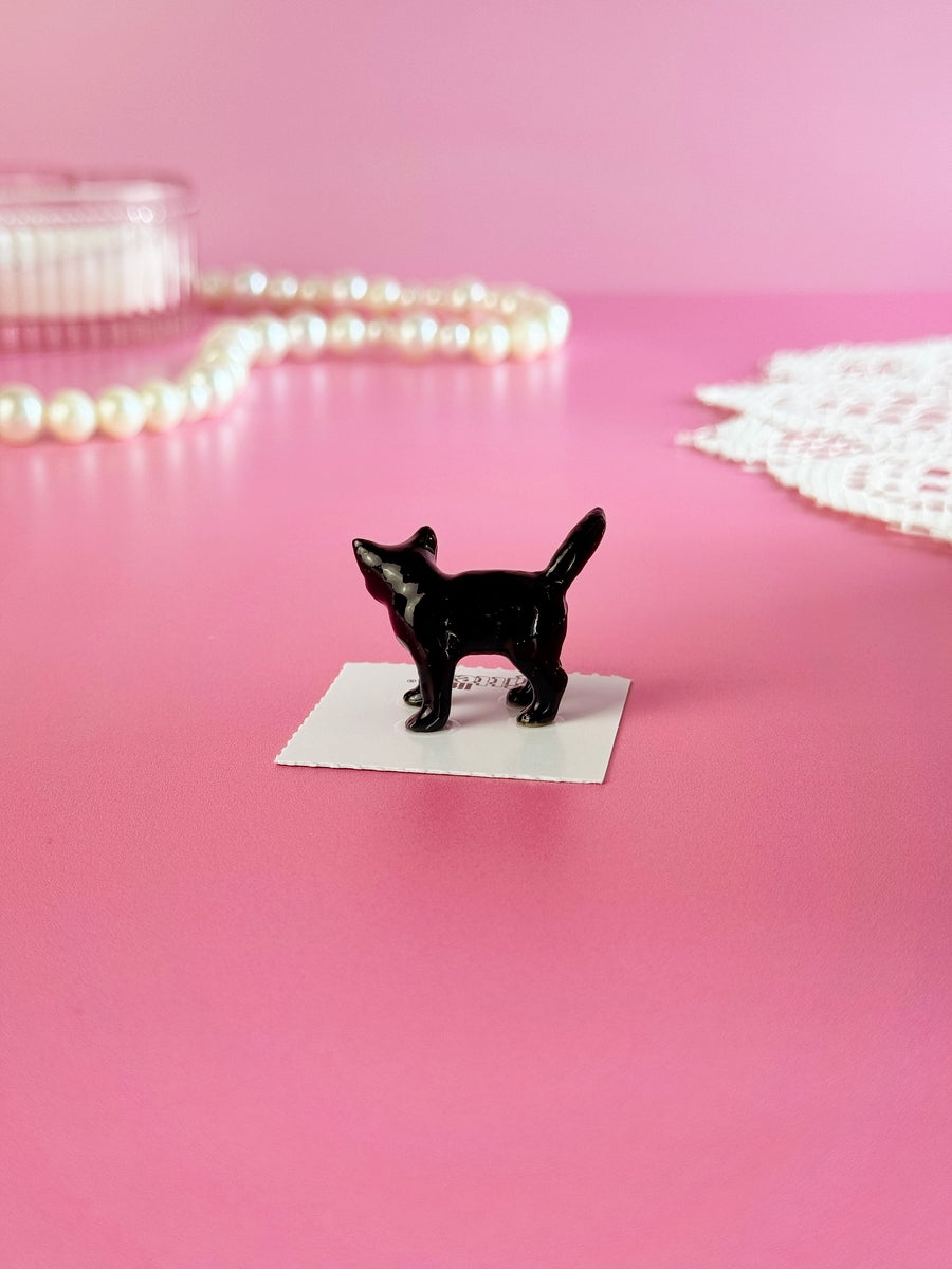 Black Kitten Mini Porcelain Figurine