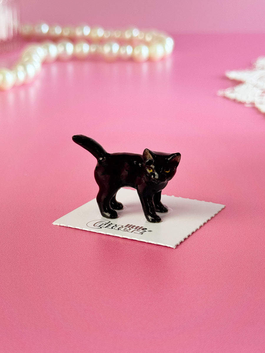 Black Kitten Mini Porcelain Figurine