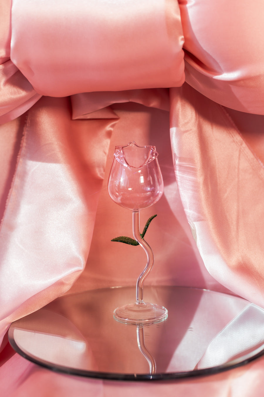 Pink Rose Wine Glass